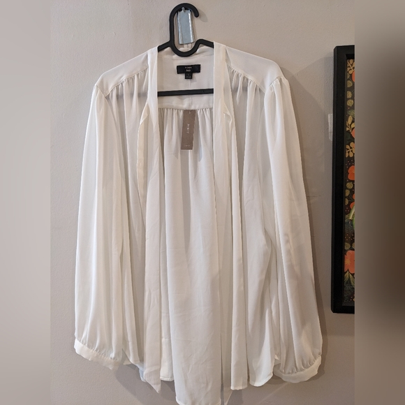 J. Crew White Blouse with Tie Front Button Down - Picture 1 of 3